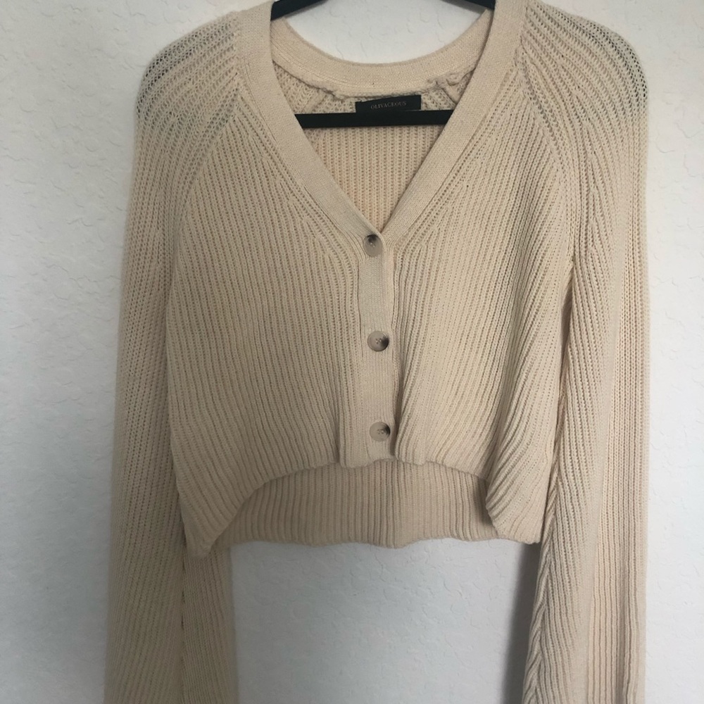 Cream Knitted/Button Up Sweater